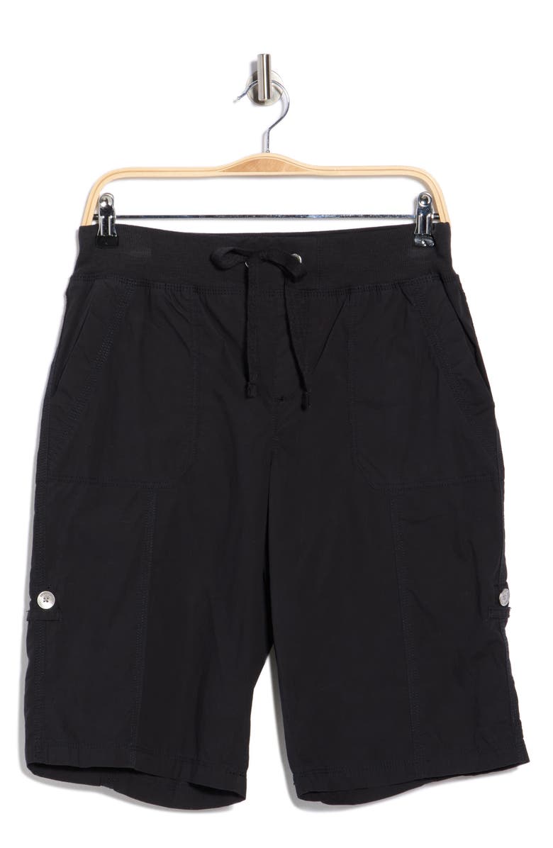 DKNY Peached Poplin Convertible Shorts, Alternate, color, Black
