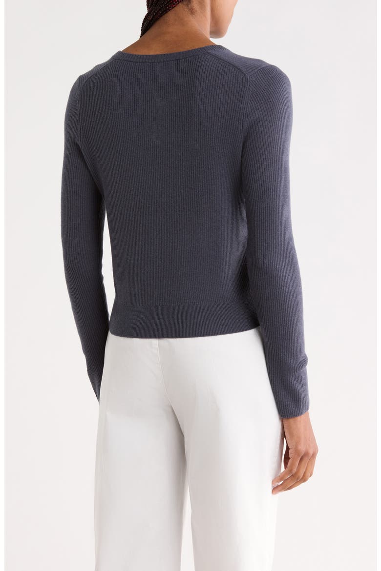 Wool Blend Ribbed Cardigan, Alternate, color, DARK WATER