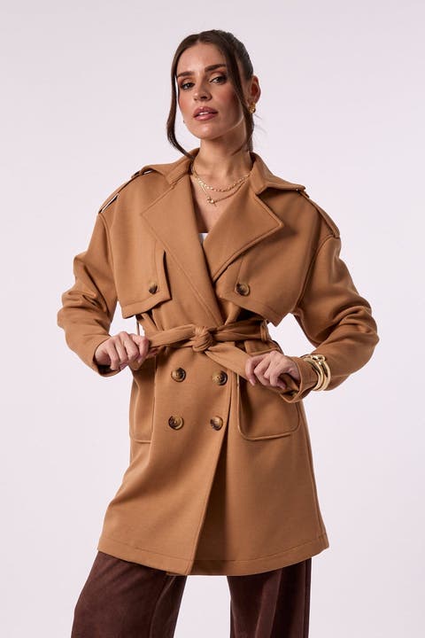 Cassie Trench Coat In Latte