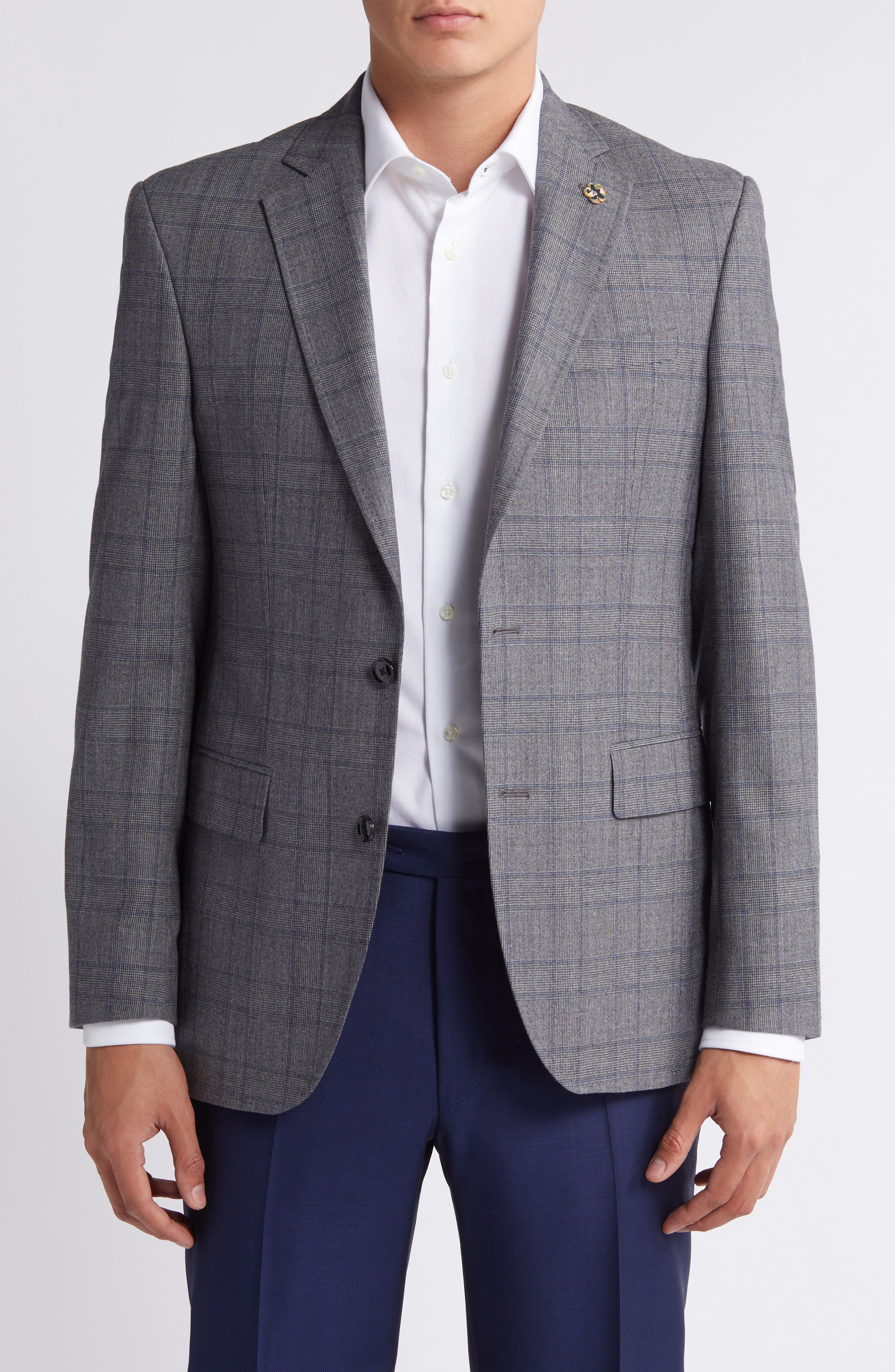 Ted Baker London Jay Slim Fit Glen Plaid Stretch Wool Sport Coat