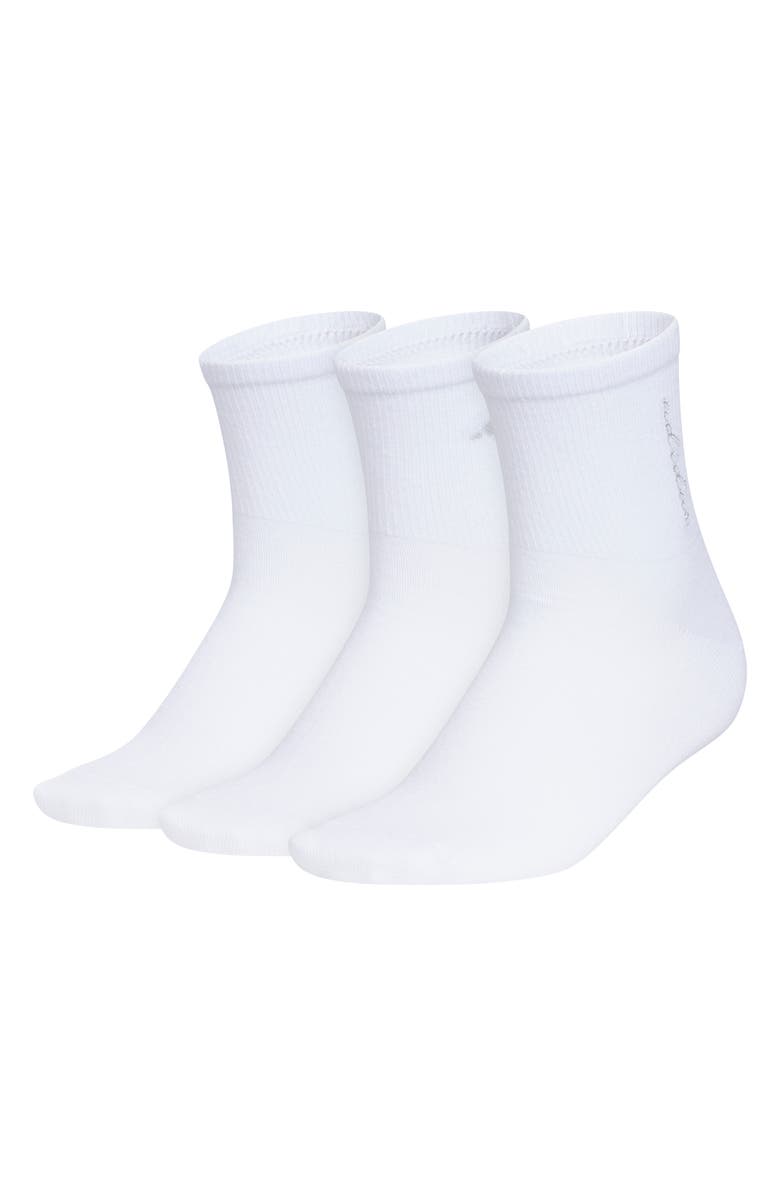 adidas Luxe 3-Pack High Quarter Socks, Alternate, color, White/ Gold/ Silver