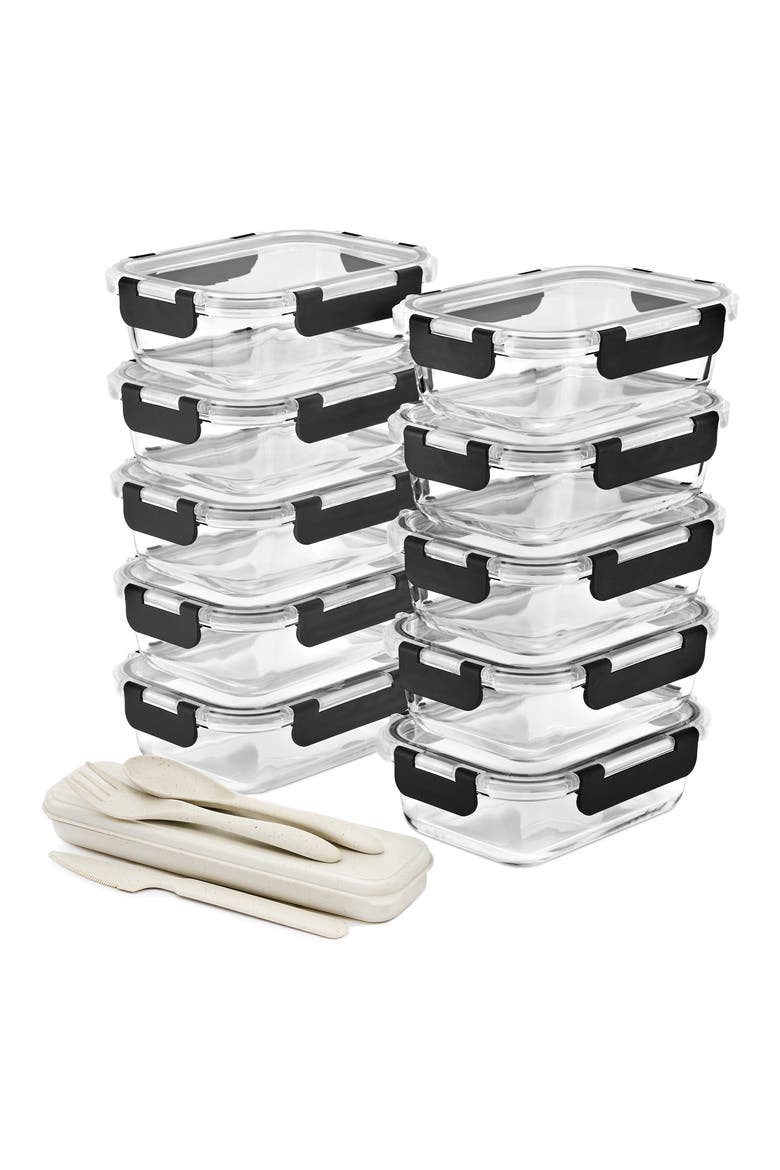 10-Pack Glass Food Prep Storage Containers, Alternate, color, CLEAR