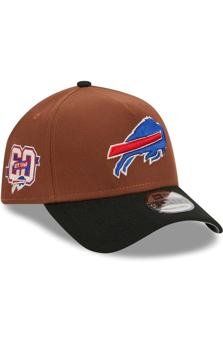 New Era Men's New Era Brown/Black Buffalo Bills Harvest A-Frame 60th Anniversary 9FORTY Adjustable Hat, Main, color, 