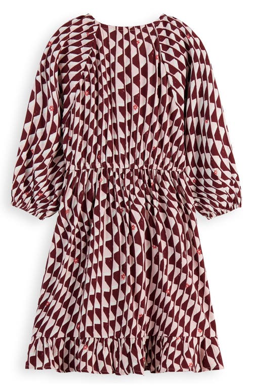Scotch & Soda Kids' Wavy Print Long Sleeve Dress