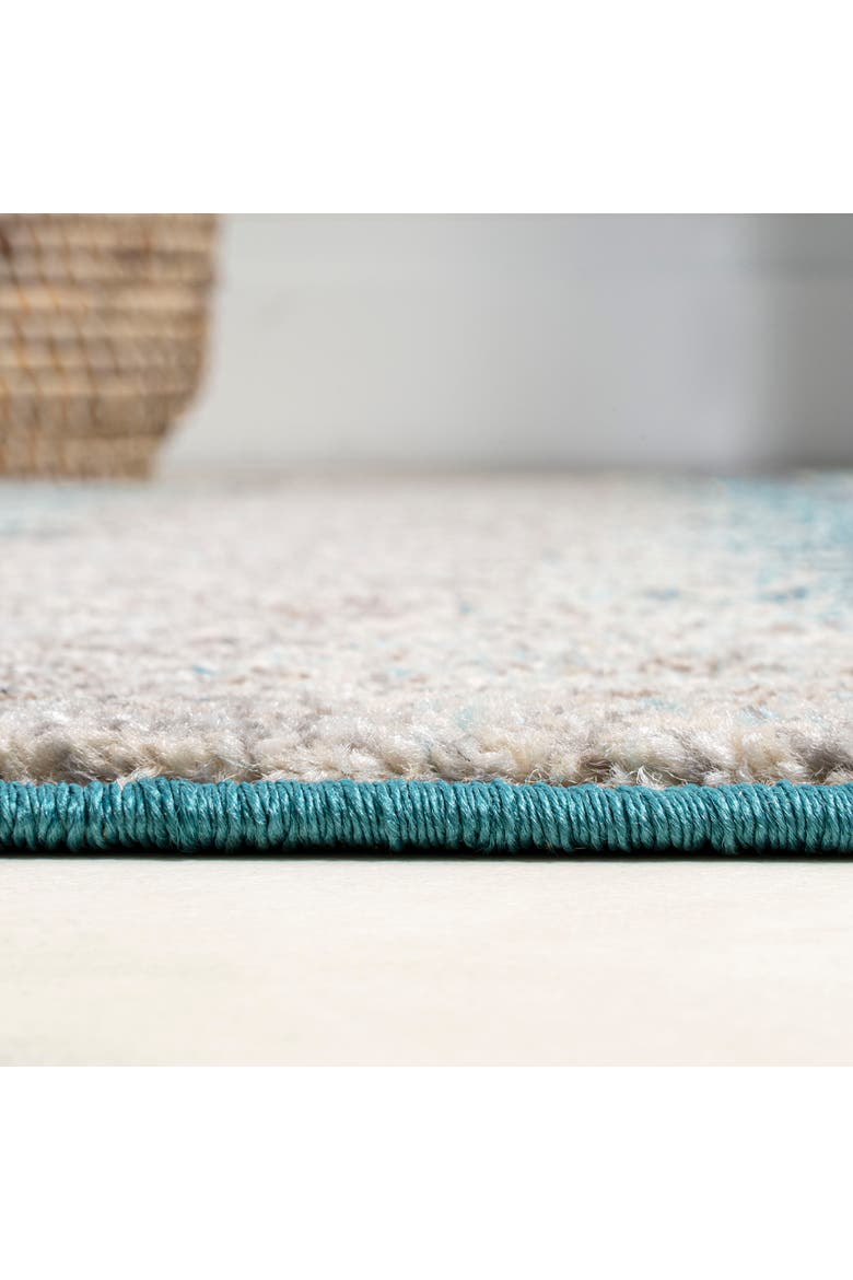 Contemporary POP Modern Abstract Vintage Area Rug, Alternate, color, Cream/Turquoise
