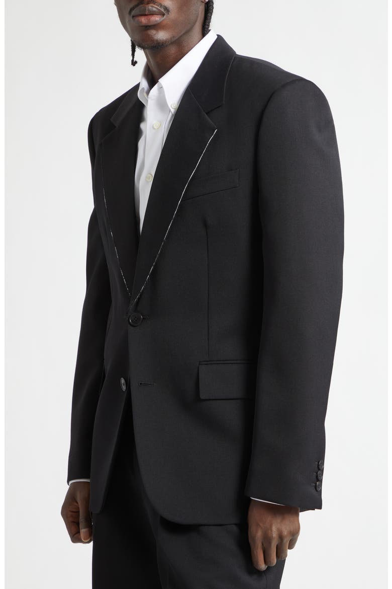 Raw Edge Lapel Wool Sport Coat, Alternate, color, BLACK