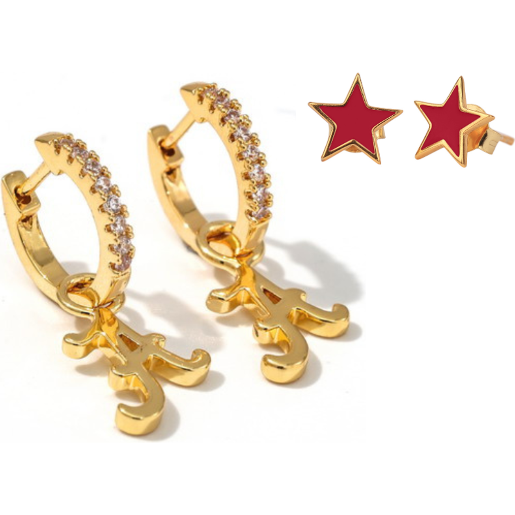 Color Shout University Of Georgia Pennant Pair Earring Set In Gold