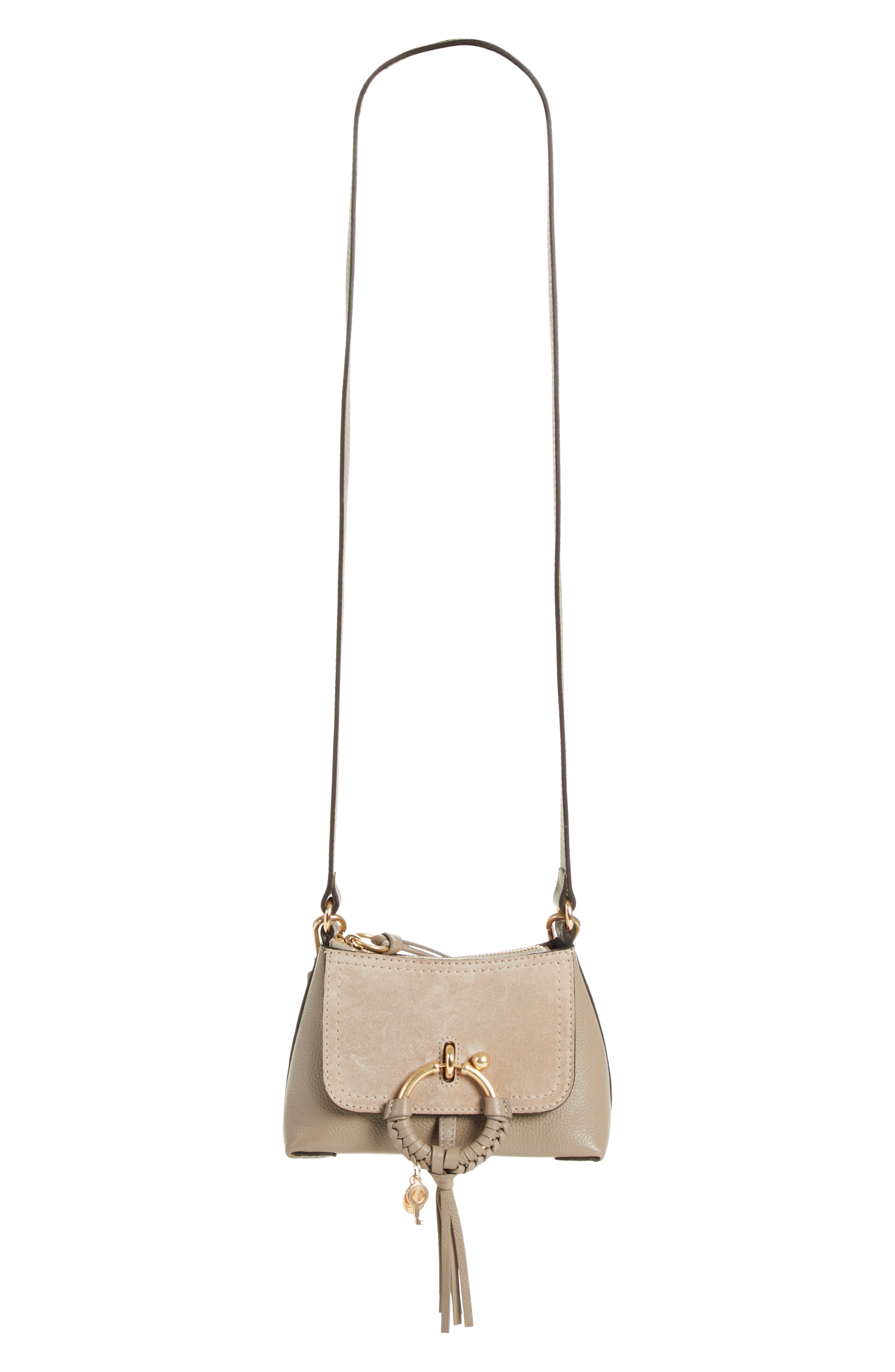 Mini Joan Leather Crossbody Bag, Main, color, MOTTY GREY