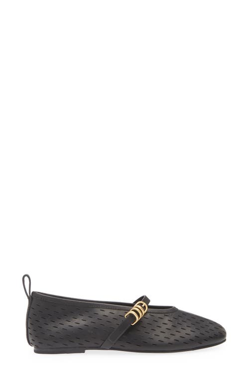 Rag & Bone Black Spire Perforated Leather Mary Jane Ballerina Flats In Black Perforated