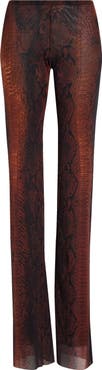Jean Paul Gaultier Snakeskin Print Mesh Flare Pants