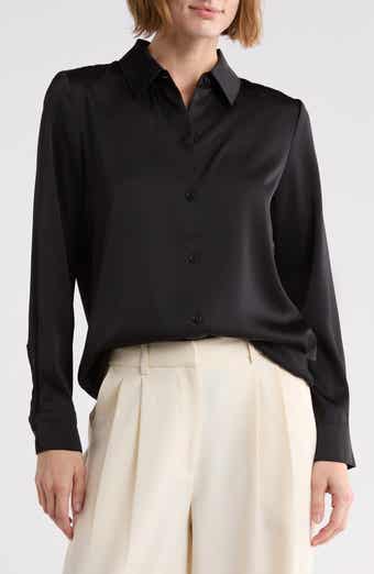 Satin Long Sleeve Button-Up Shirt