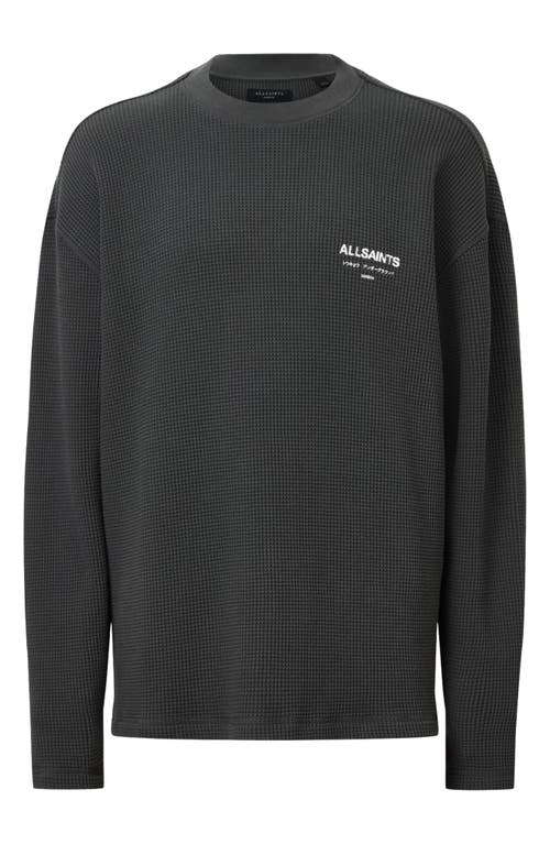 Allsaints Crypt Waffle Knit Long Sleeve Cotton Graphic T-shirt