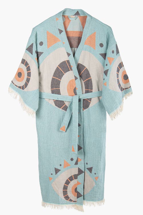Forever & Always Shoes Ciela Handmade Cotton Boho Kimono In Blue