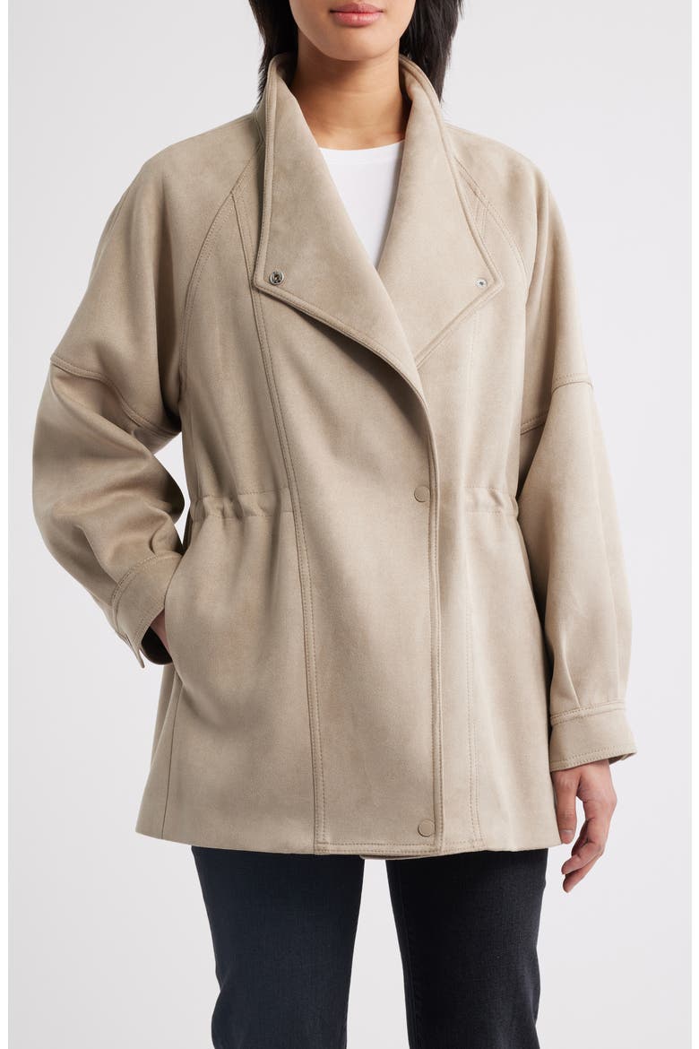 Faux Suede Jacket, Main, color, BONE