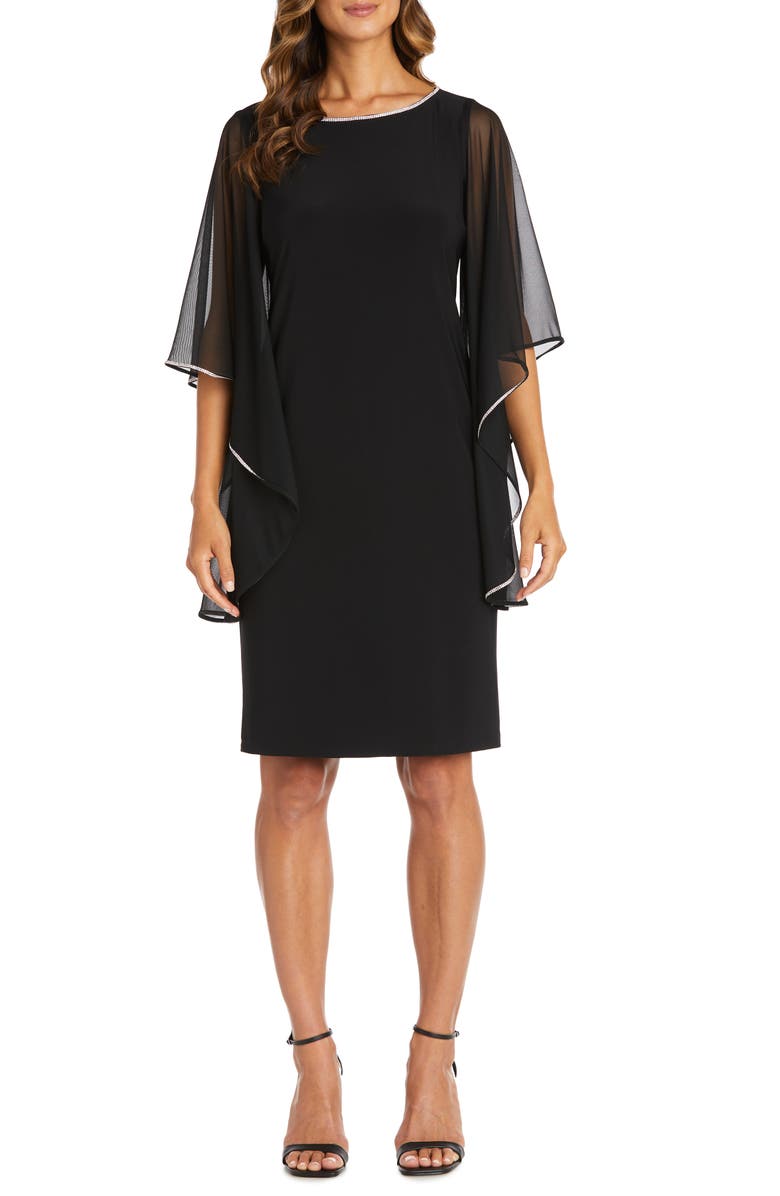 R&M RICHARDS Chiffon Butterfly Sleeve Sheath Dress, Main, color, 