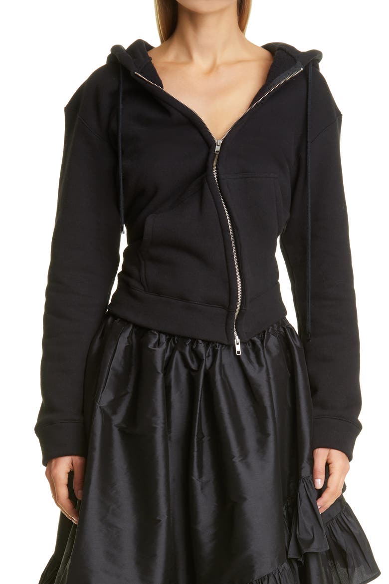 Twisted Cotton Logo Hoodie, Main, color, BLACK