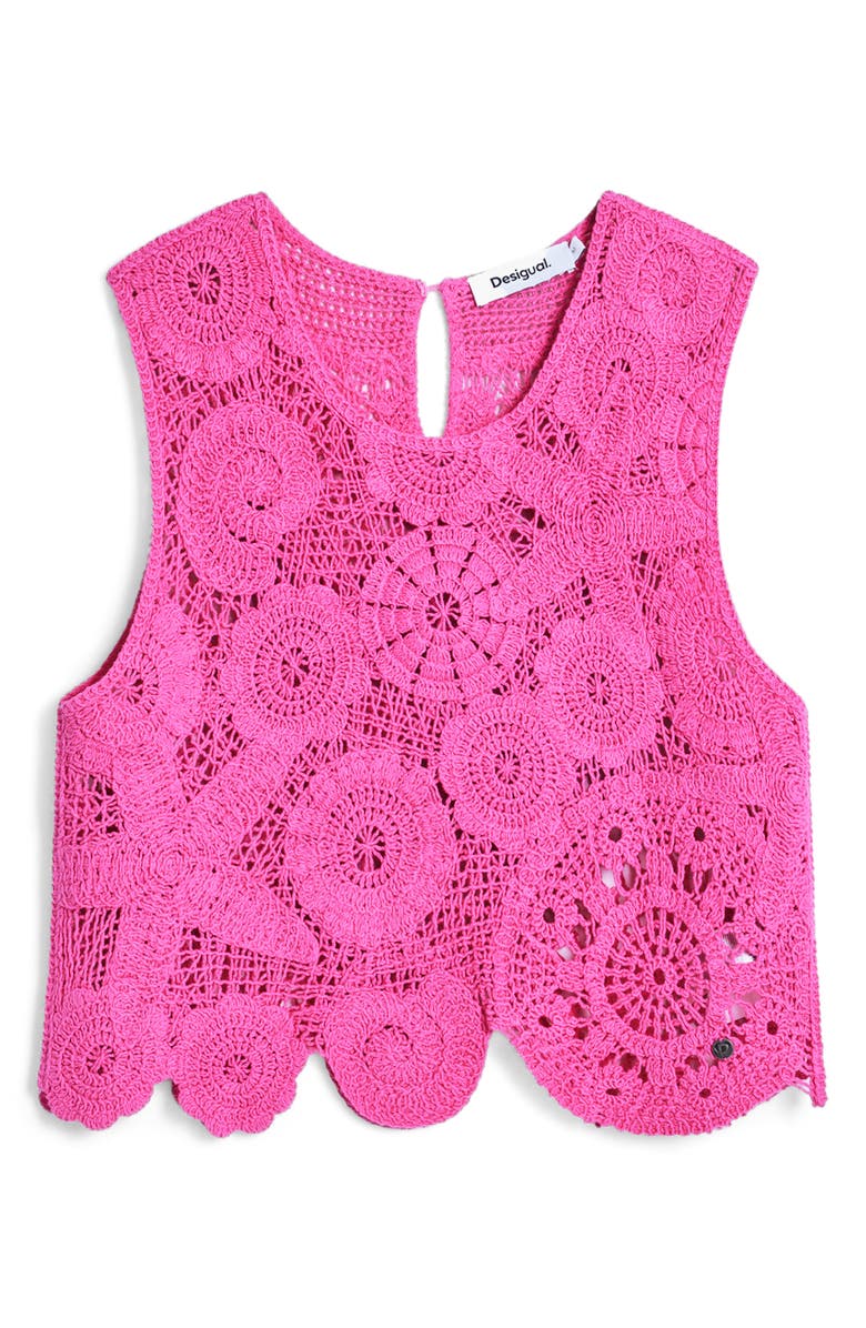 Desigual Crochet Cover-Up Crop Top, Alternate, color,