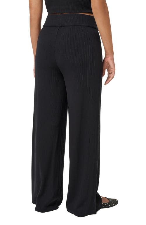 Travismathew Evening Retreat Rib Wide Leg Pull-on Pants In Black