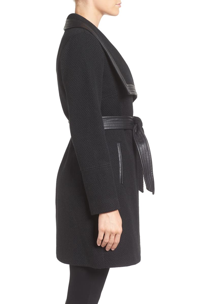 Jessica Simpson Belted Basket Weave Wrap Coat, Alternate, color, 