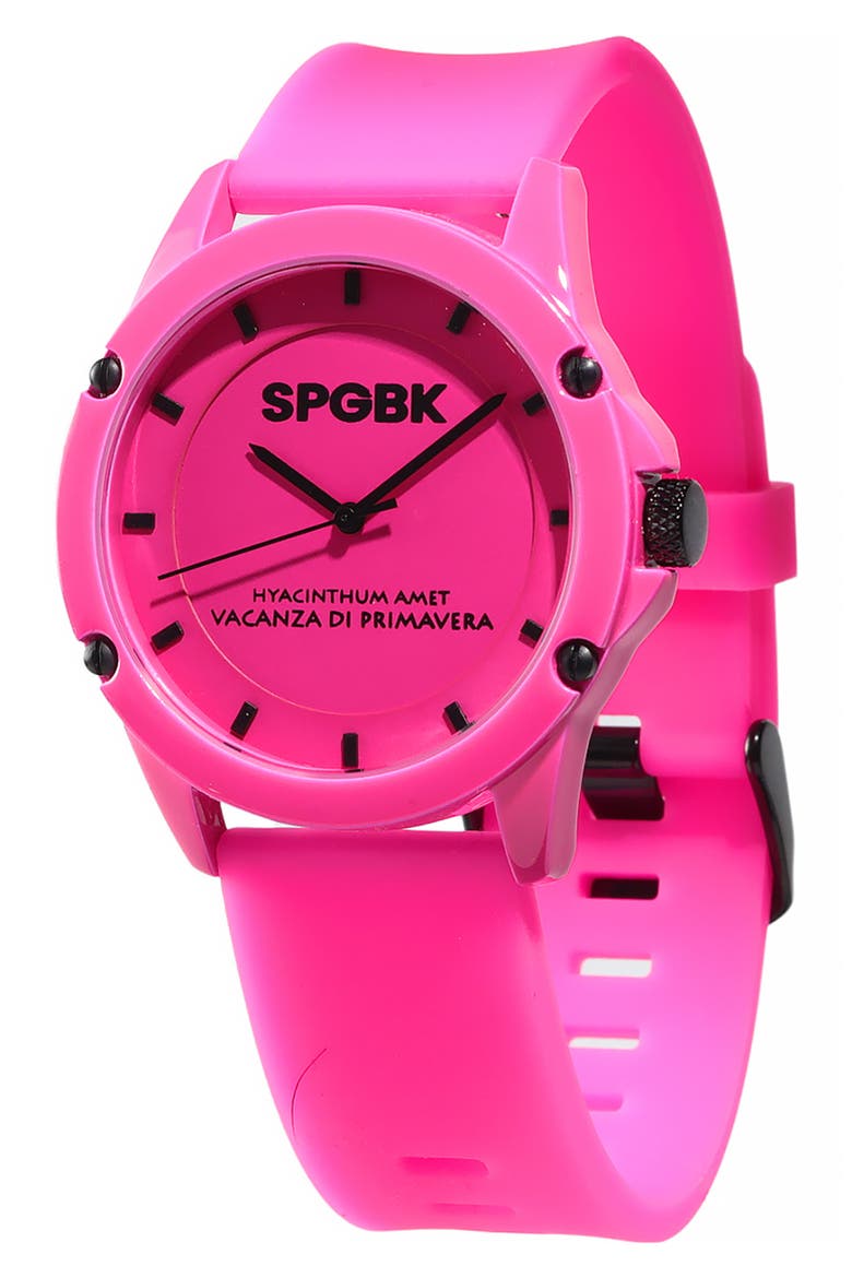 Forever Pink Silicone Strap Watch, 44mm, Main, color, HOT PINK