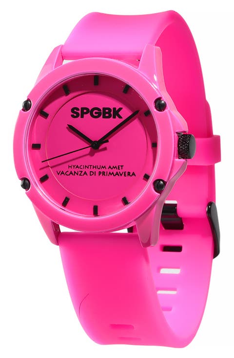 Forever Pink Silicone Strap Watch, 44mm