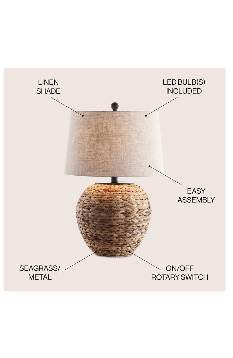JONATHAN Y Alaro Farmhouse Coastal Water Hyacinth Basket LED Table Lamp, Alternate, color, Natural