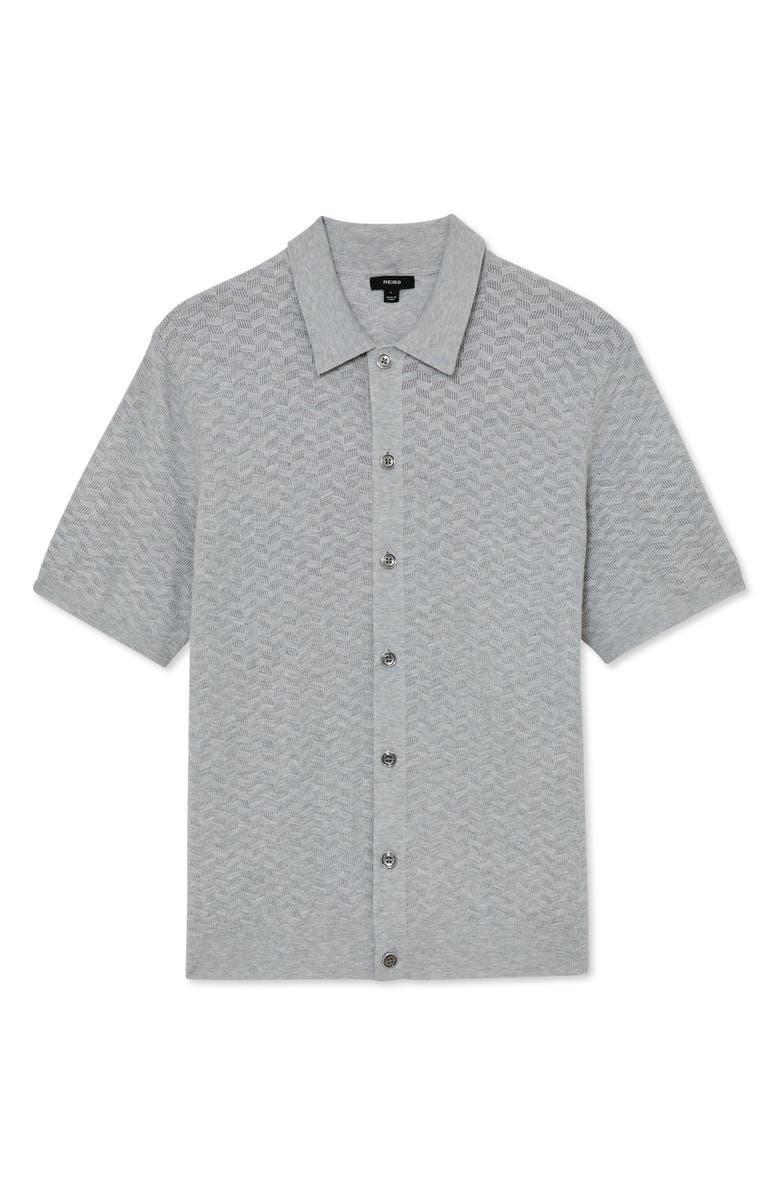 Reiss Phoenix Chevron Knit Wool Full Button Cardigan, Alternate, color, Soft Grey