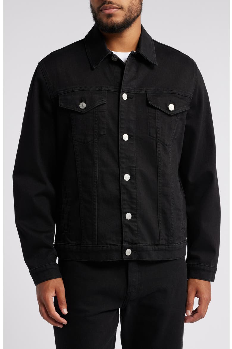Heritage Denim Trucker Jacket, Alternate, color, NOIR
