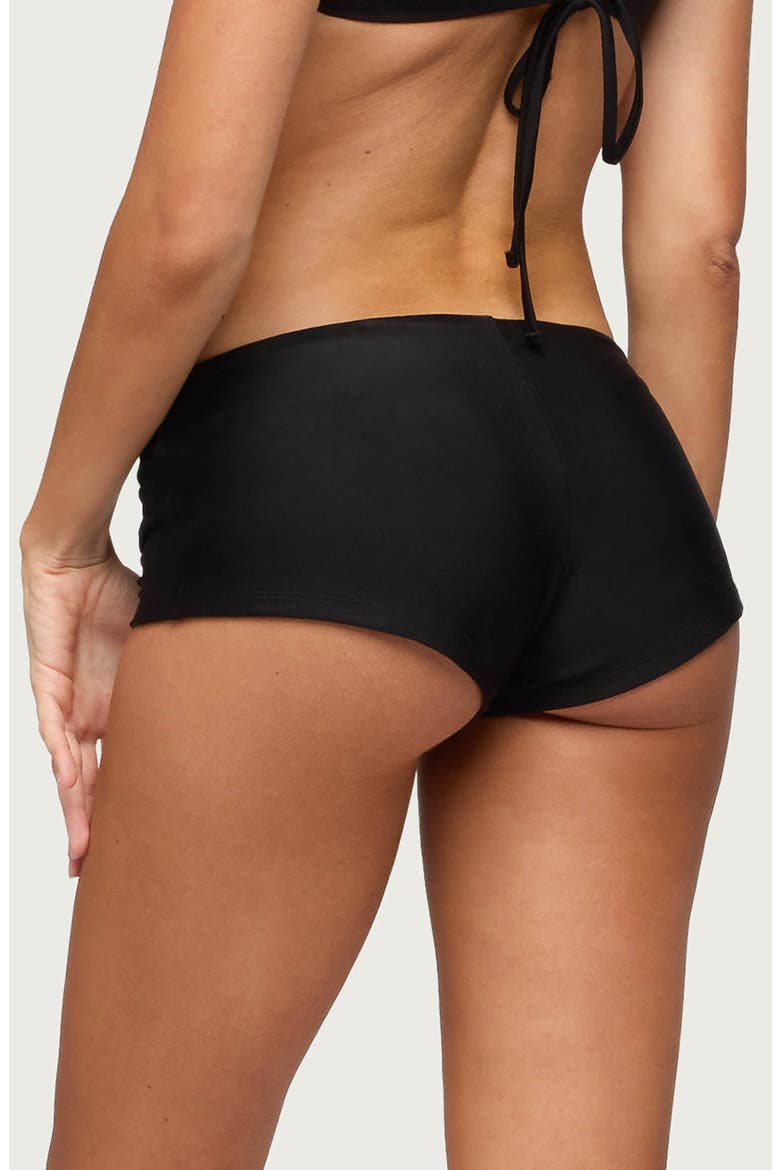 Carolynne Belted Boyshorts Bikini Bottoms, Alternate, color, BLACK