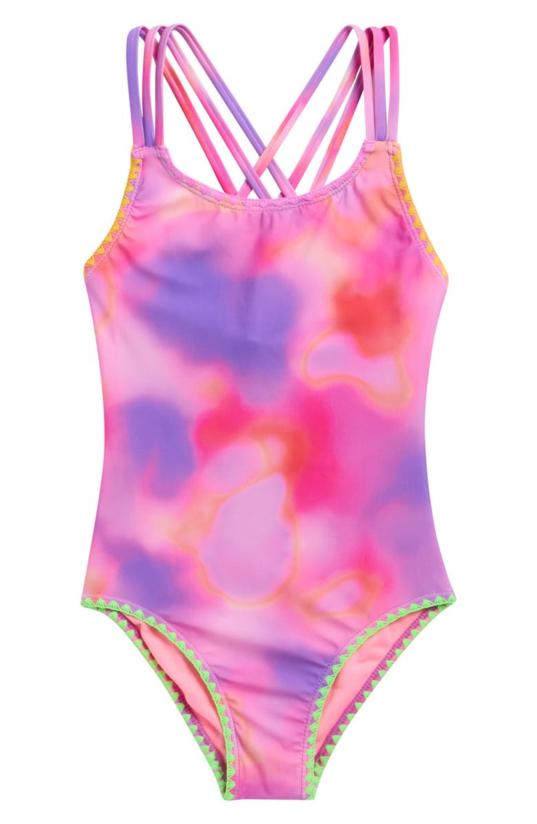 Beach Lingo Kids' Strappy One-Piece Swimsuit, Main, color, Pink