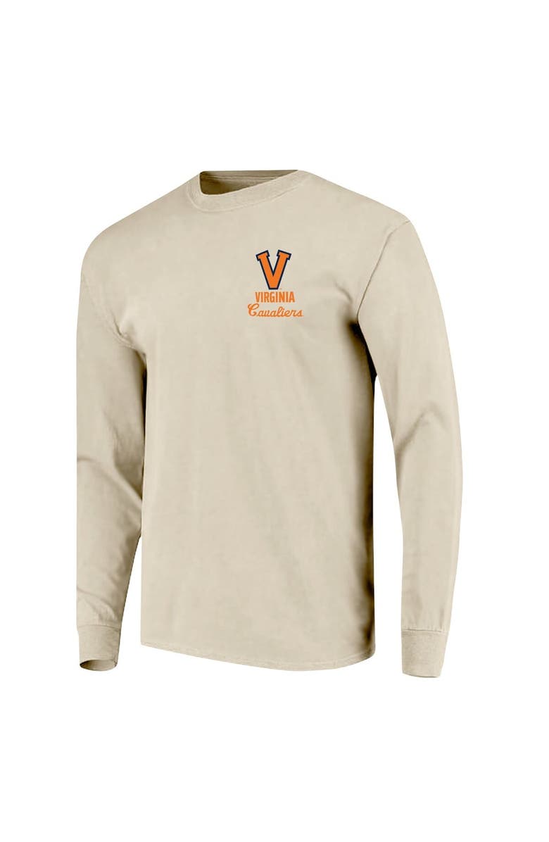 IMAGE ONE Men's Natural Virginia Cavaliers Comfort Colors Mascot Overlay Long Sleeve T-Shirt, Alternate, color, Natural