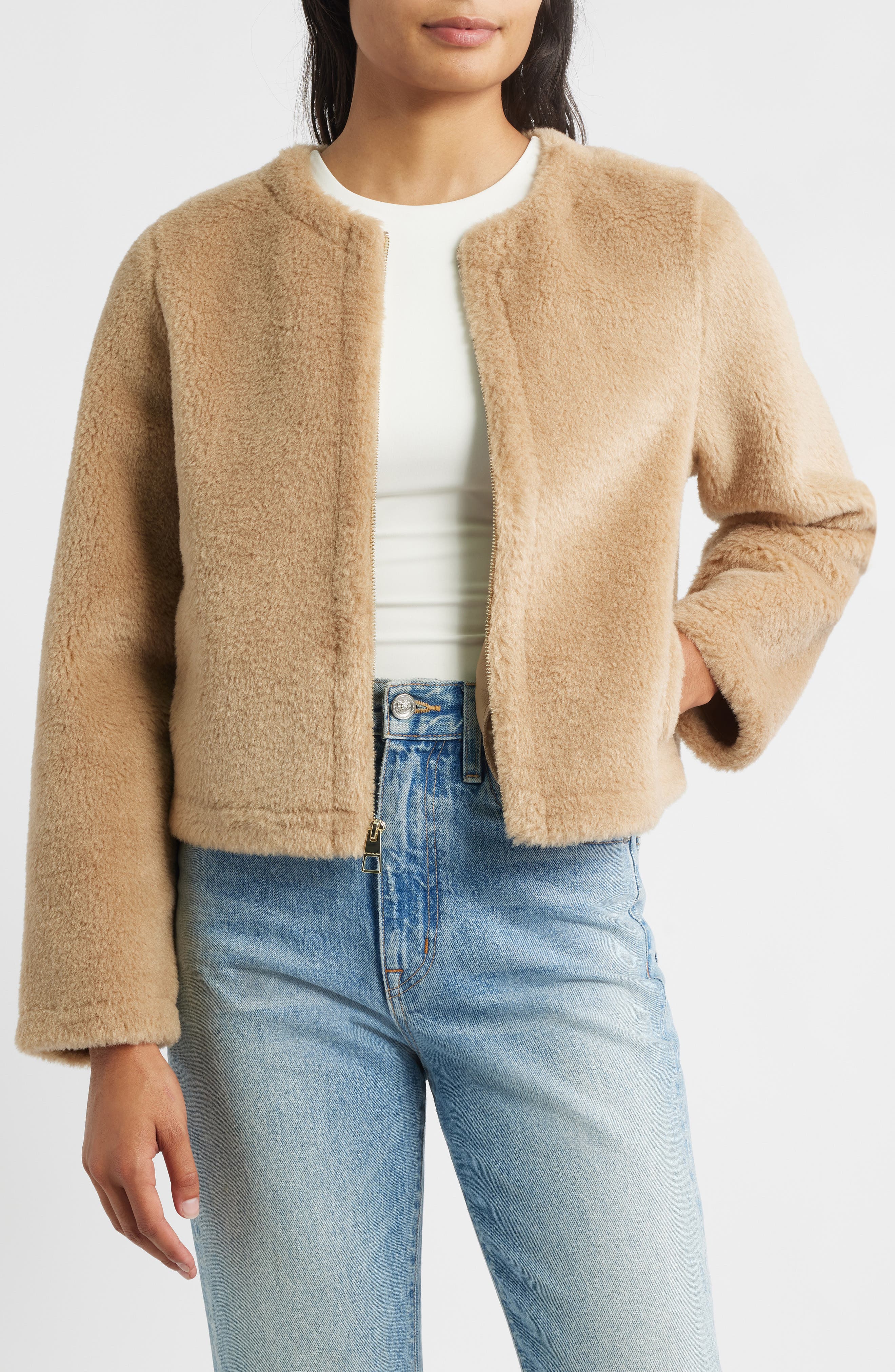 BCBG Faux Shearling Crop Jacket