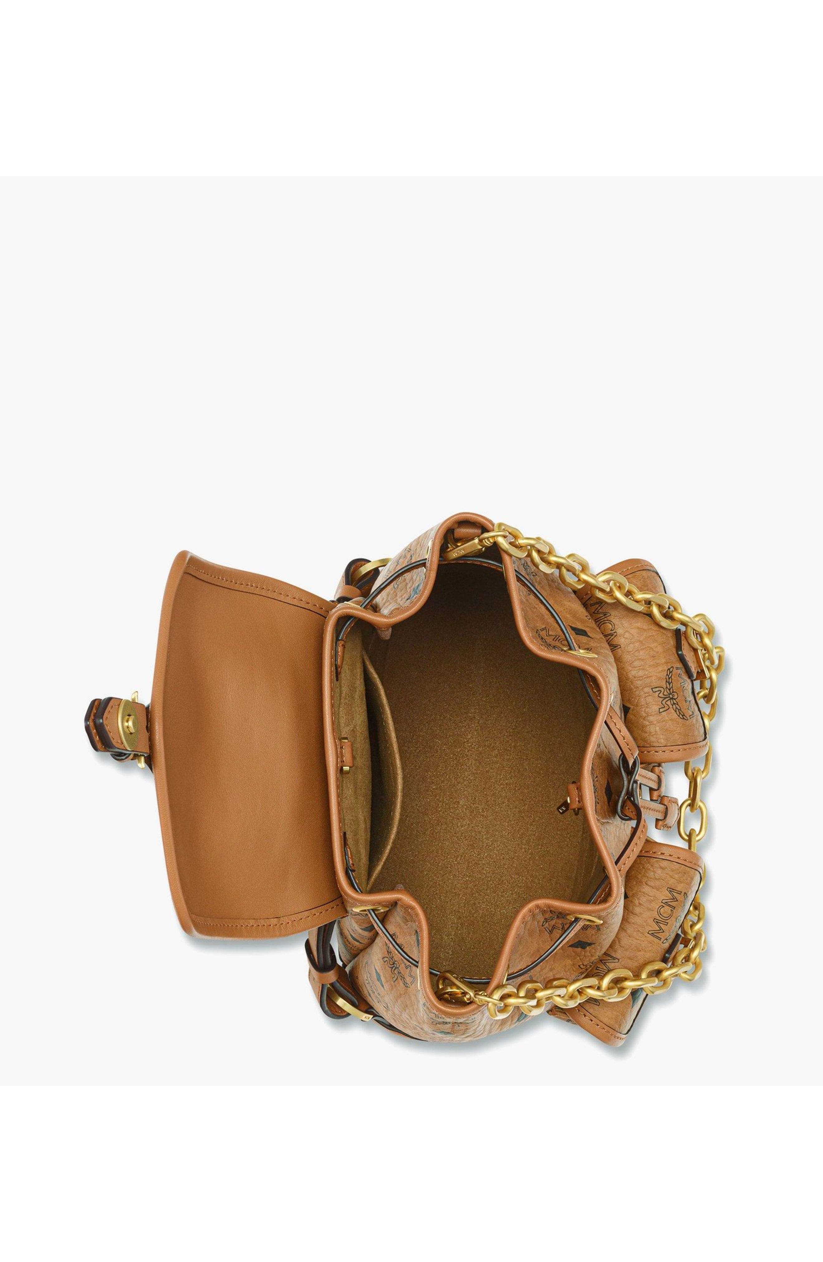 MCM Mini Aren Drawstring Backpack in Visetos, Alternate, color, 