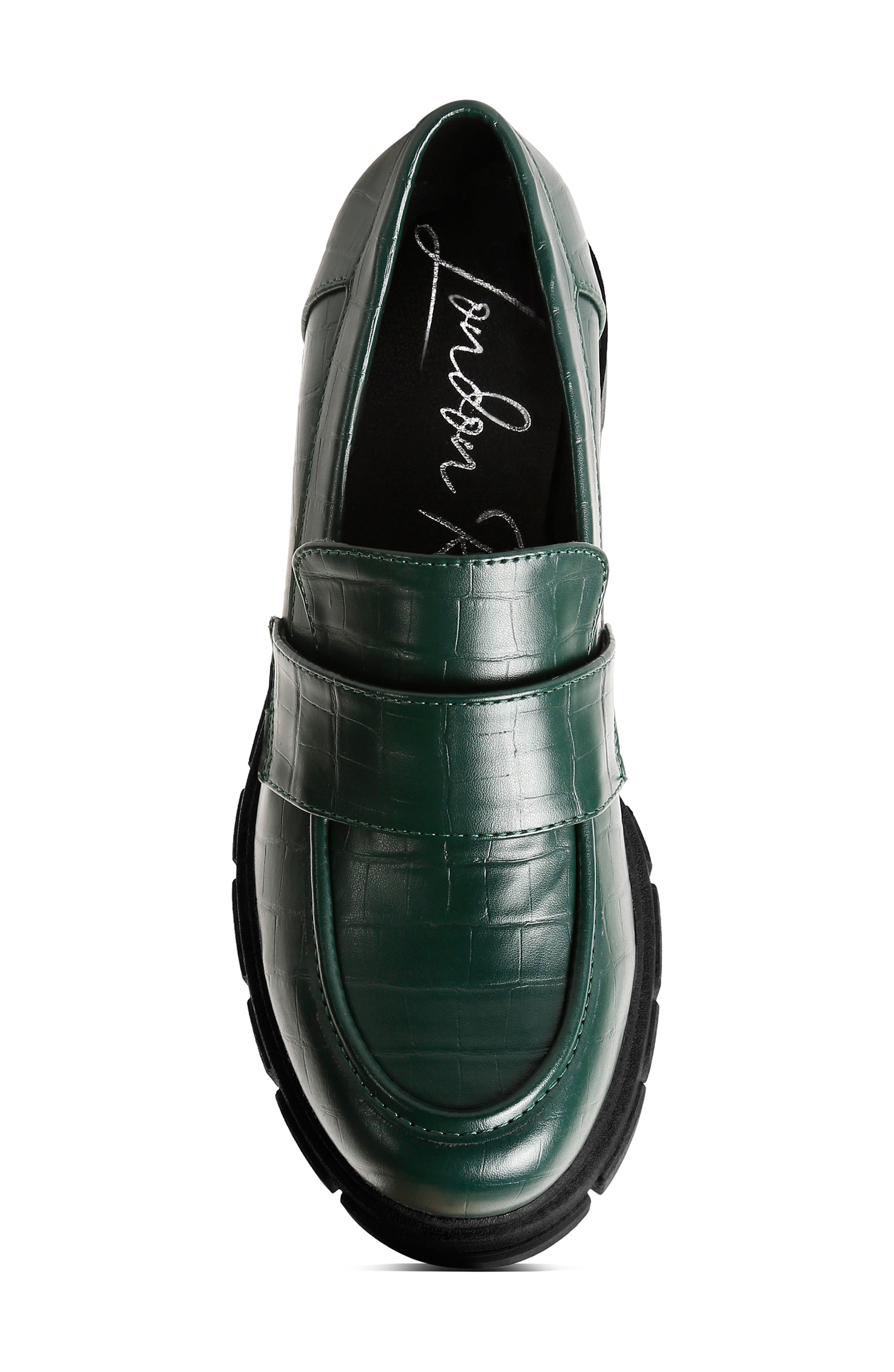 LONDON RAG Benz Croc Embossed Loafer Pump, Alternate, color, Dark Green