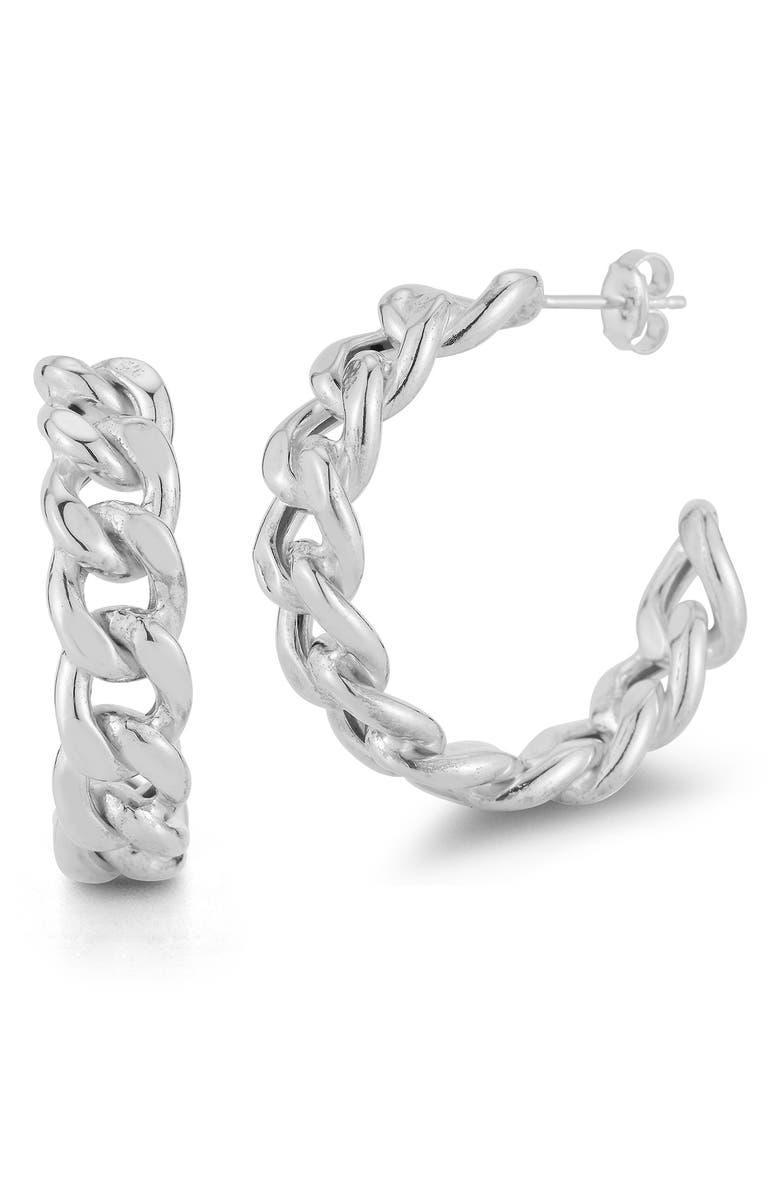 GLAZE JEWELRY Chain Hoop Earrings, Main, color,