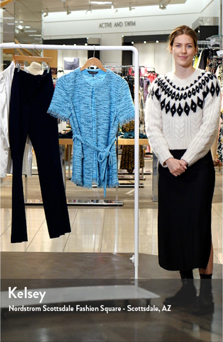 Fringe Trim Belted Short Sleeve Tweed Jacket, sales video thumbnail