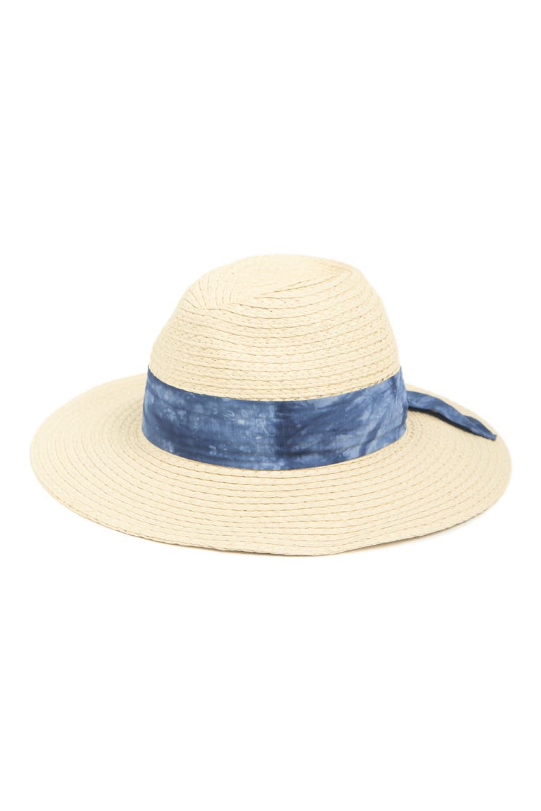 Tie Band Paper Panama Hat, Main, color, BLUE