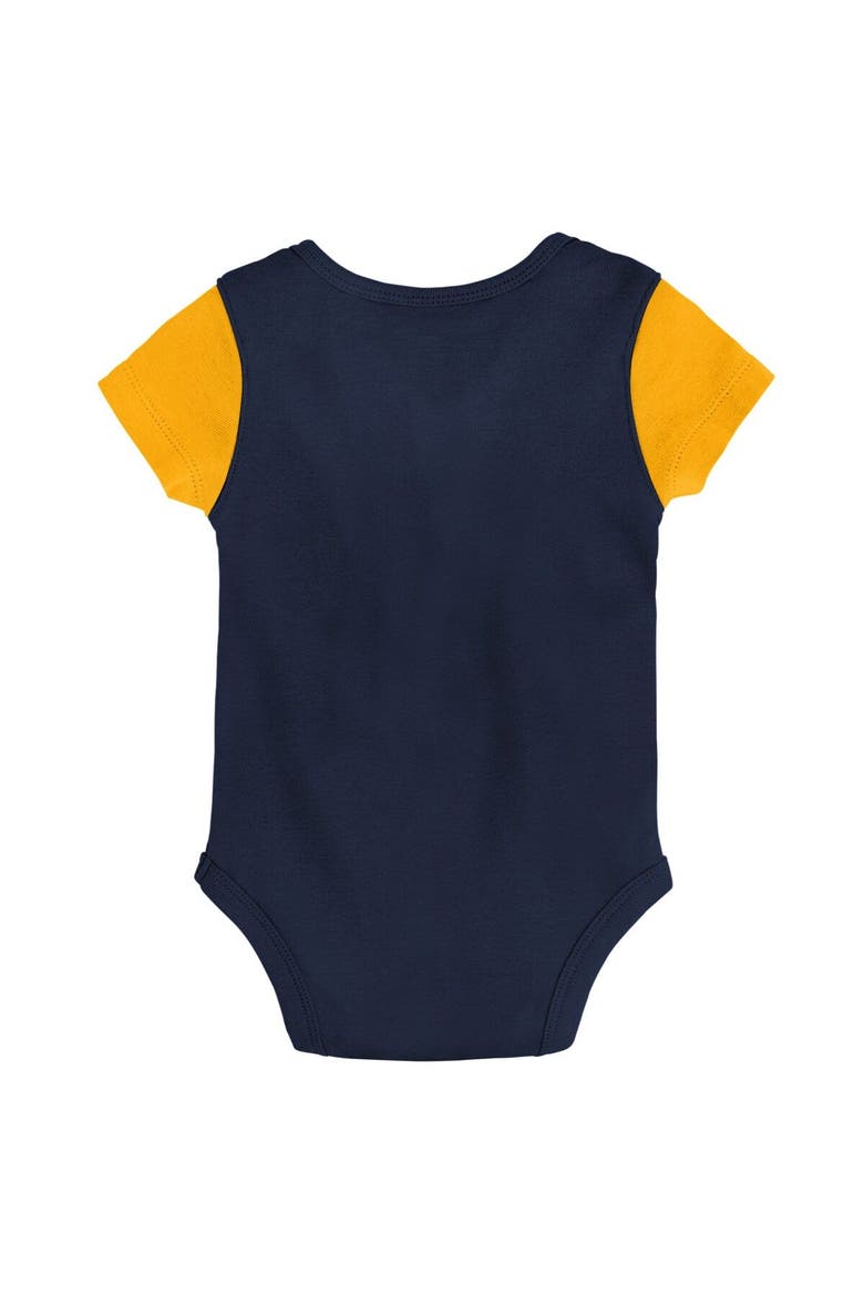 Newborn & Infant Navy/Gold Milwaukee Brewers Little Champ Three-Pack Bodysuit Bib & Booties Set, Alternate, color, Navy