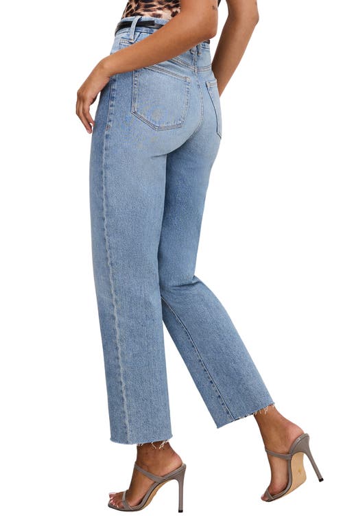 Good American Good Boy Raw Hem High Waist Ankle Straight Leg Jeans In Indigo766