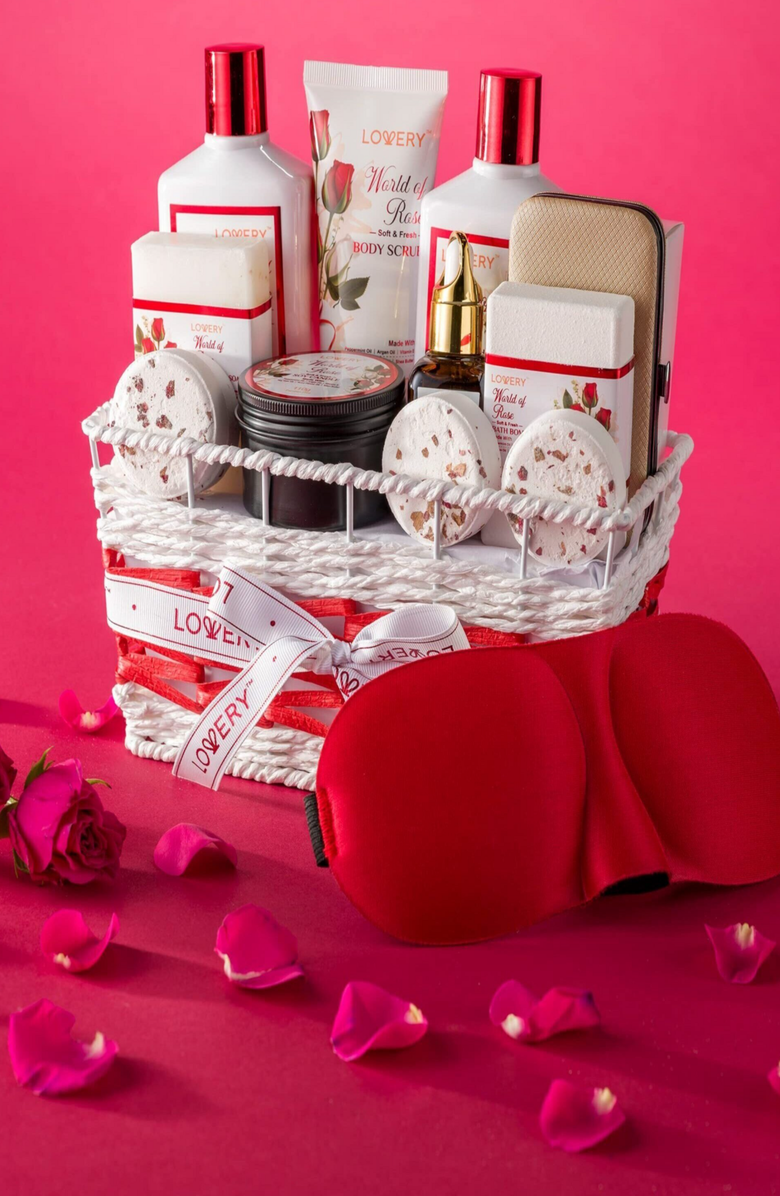 Lovery Valentines Red Rose 35pc Stress Relief Skincare Kit, Alternate, color, Red Rose