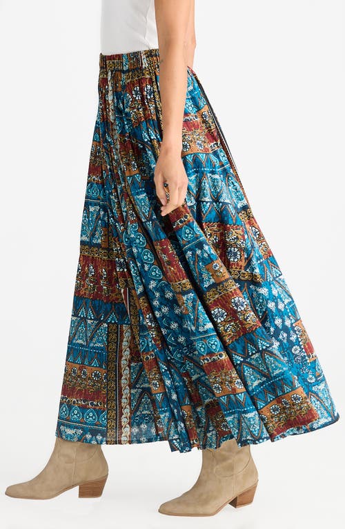 Shop Talisman The Label Twighlight Patchwork Print Cotton Maxi Skirt