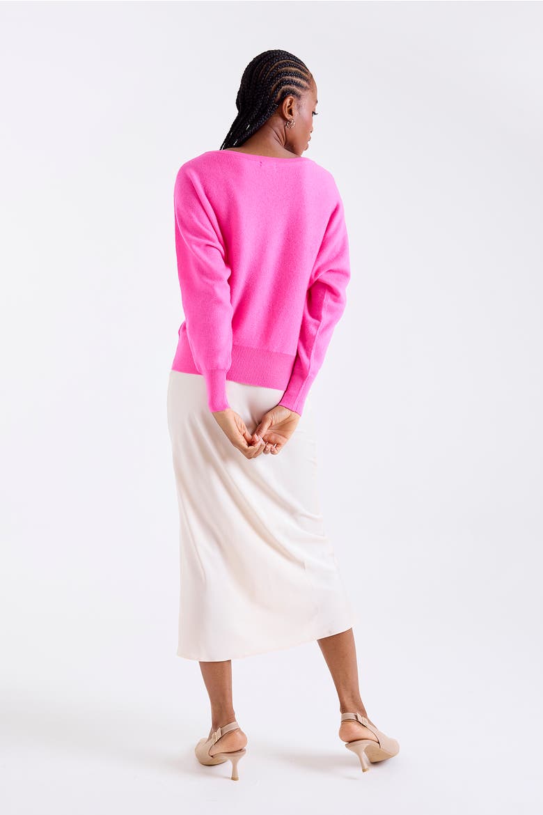 Alaia Long Sleeve 100% Cashmere Sweater, Alternate, color, HOT PINK
