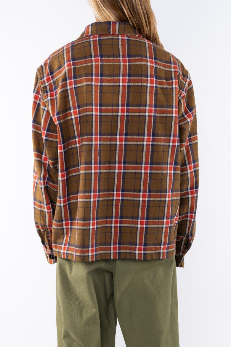 Gender Inclusive Bucky Flannel Over Shirt, Alternate, color, Brown / Orange