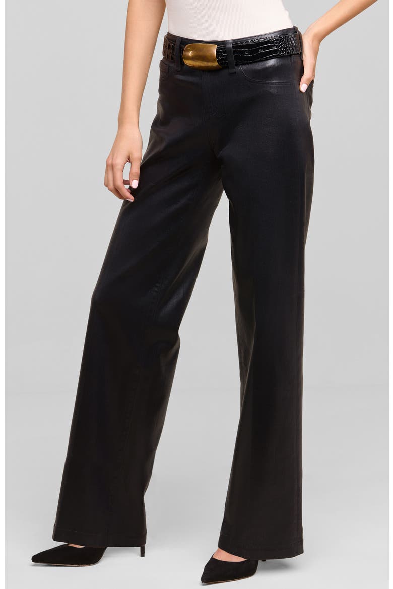 Les Petites Scottie High Waist Coated Wide Leg Jeans, Main, color, NOIR COATED