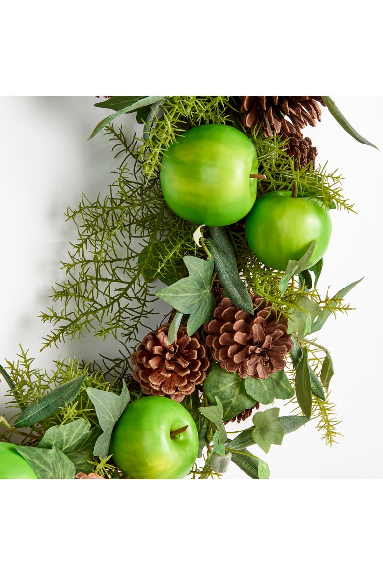 Apple & Mixed Botanicals Wreath 24", Alternate, color, Green