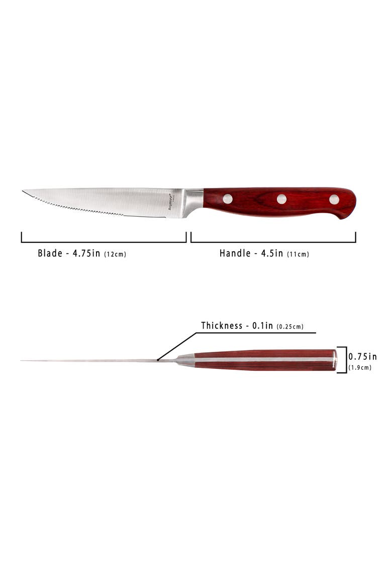 Pakka's Set of 14 Serrated Steak Knives, Alternate, color, BROWN