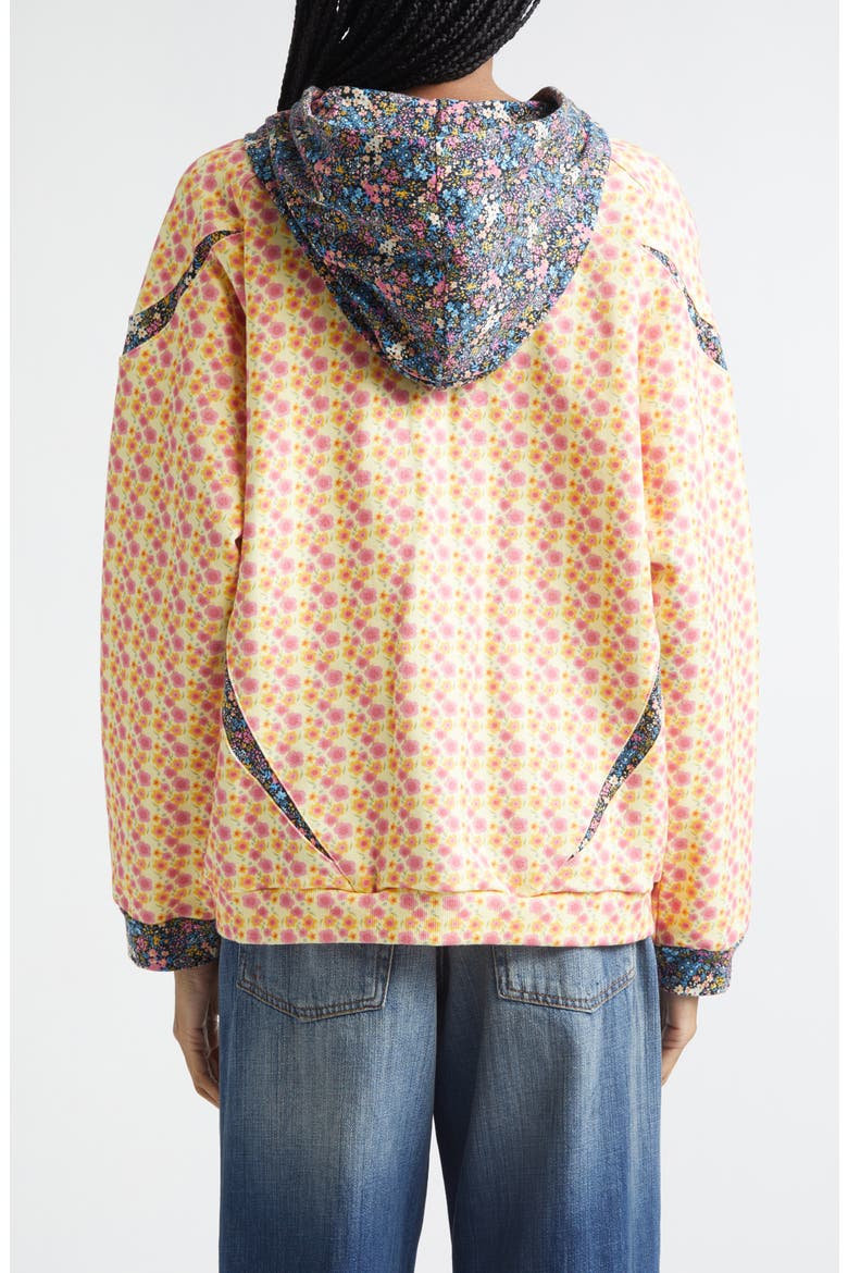 Mixed Floral Print Full Zip Hoodie, Alternate, color, PINK/ CREAM FLOWER