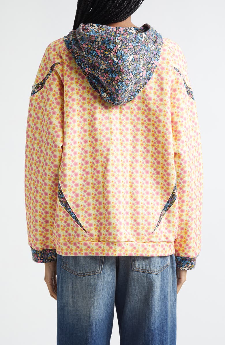 Paolina Russo Mixed Floral Print Full Zip Hoodie, Alternate, color, Pink/ Cream Flower