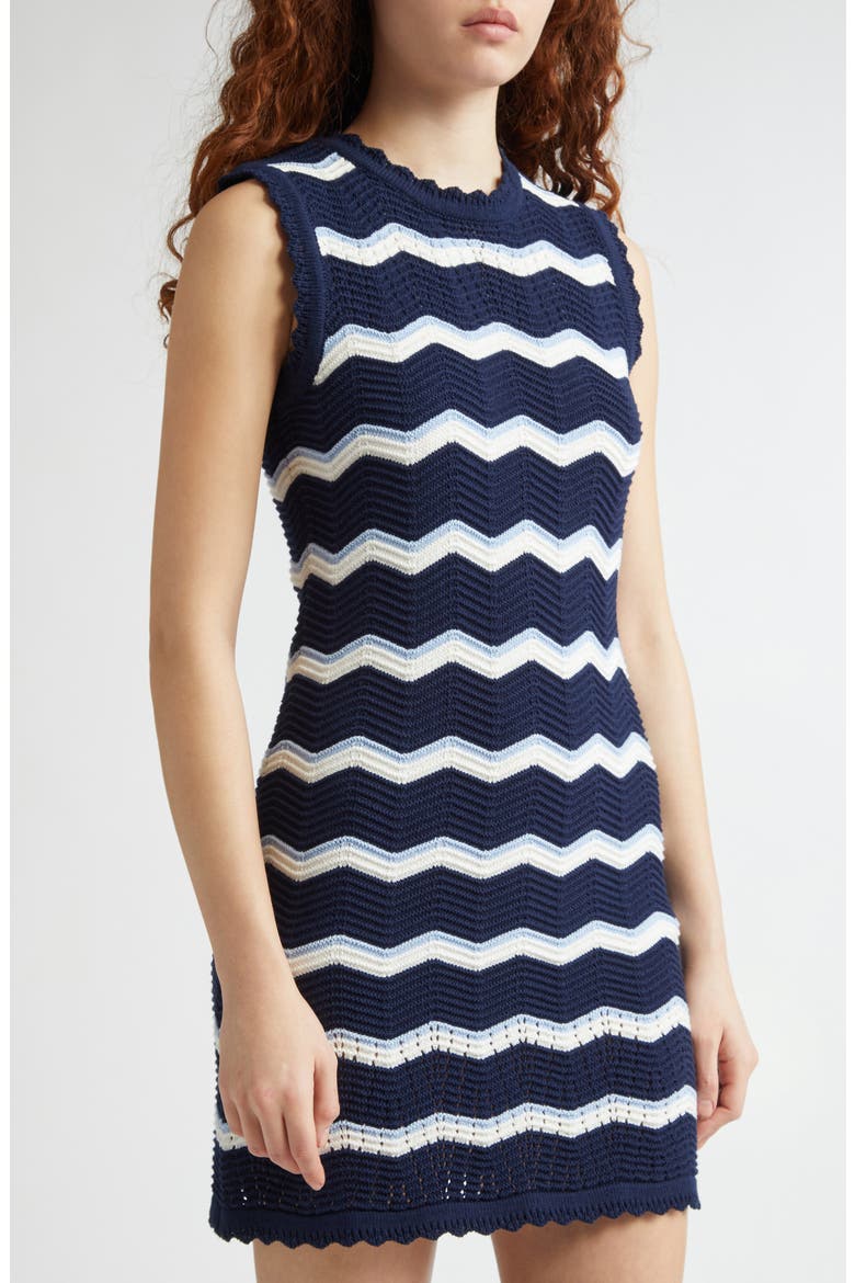 Templeton Chevron Stripe Sleeveless Cotton Blend Sweater Dress, Alternate, color, NAVY OFF WHITE BLUEBELL