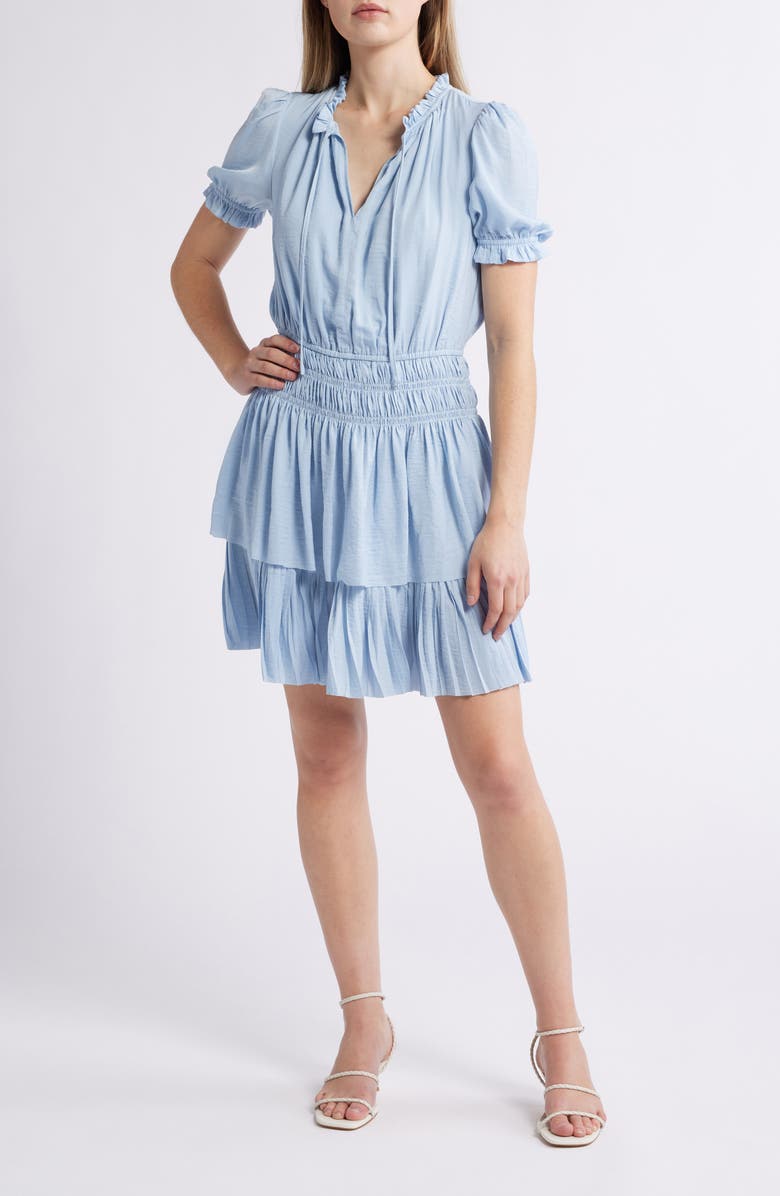 Sam Edelman Tiered Minidress, Main, color, Light Blue